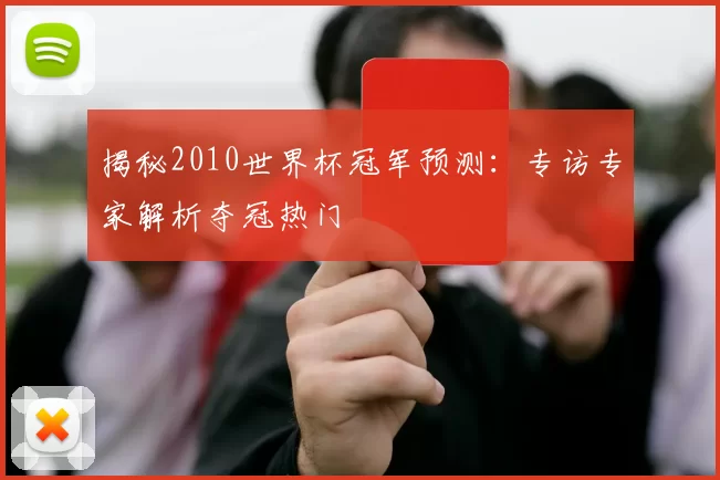 揭秘2010世界杯冠军预测:专访专家解析夺冠热门