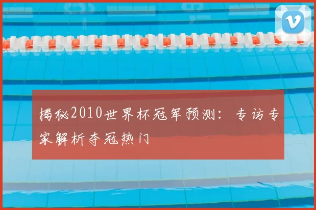 揭秘2010世界杯冠军预测:专访专家解析夺冠热门